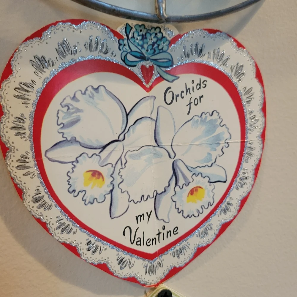 Vintage Valentine's Day Card ~ Orchid ~ Flowers ~ Pretty Ephemera ~ FINAL PRICE